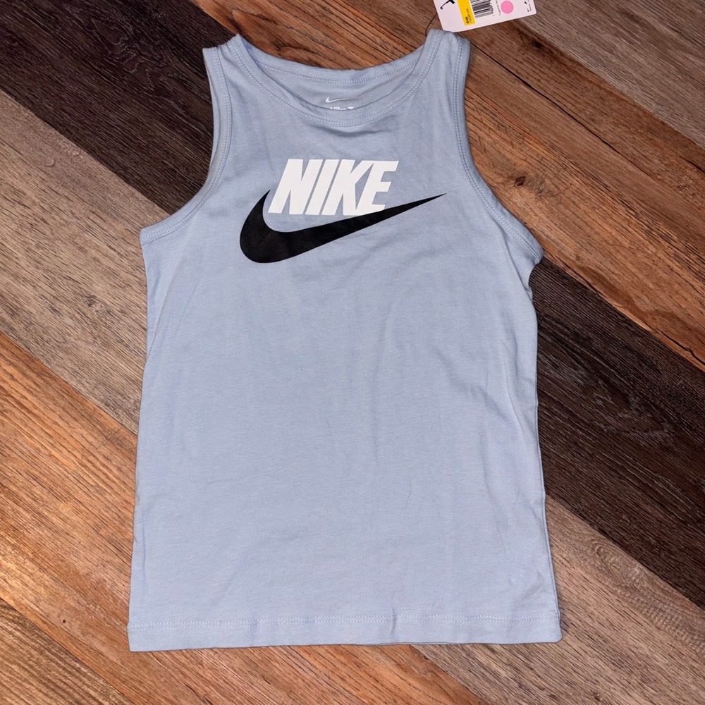 Nike Kids Light Blue Futura Logo Tank Top Sleeveless Shirt Size S